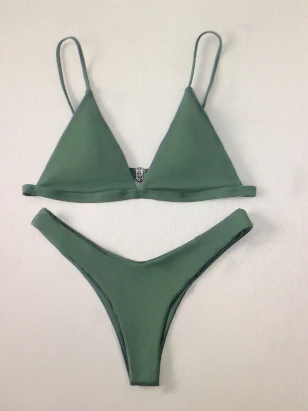 Olive Green Triangle Bikini Set - Women's Swim